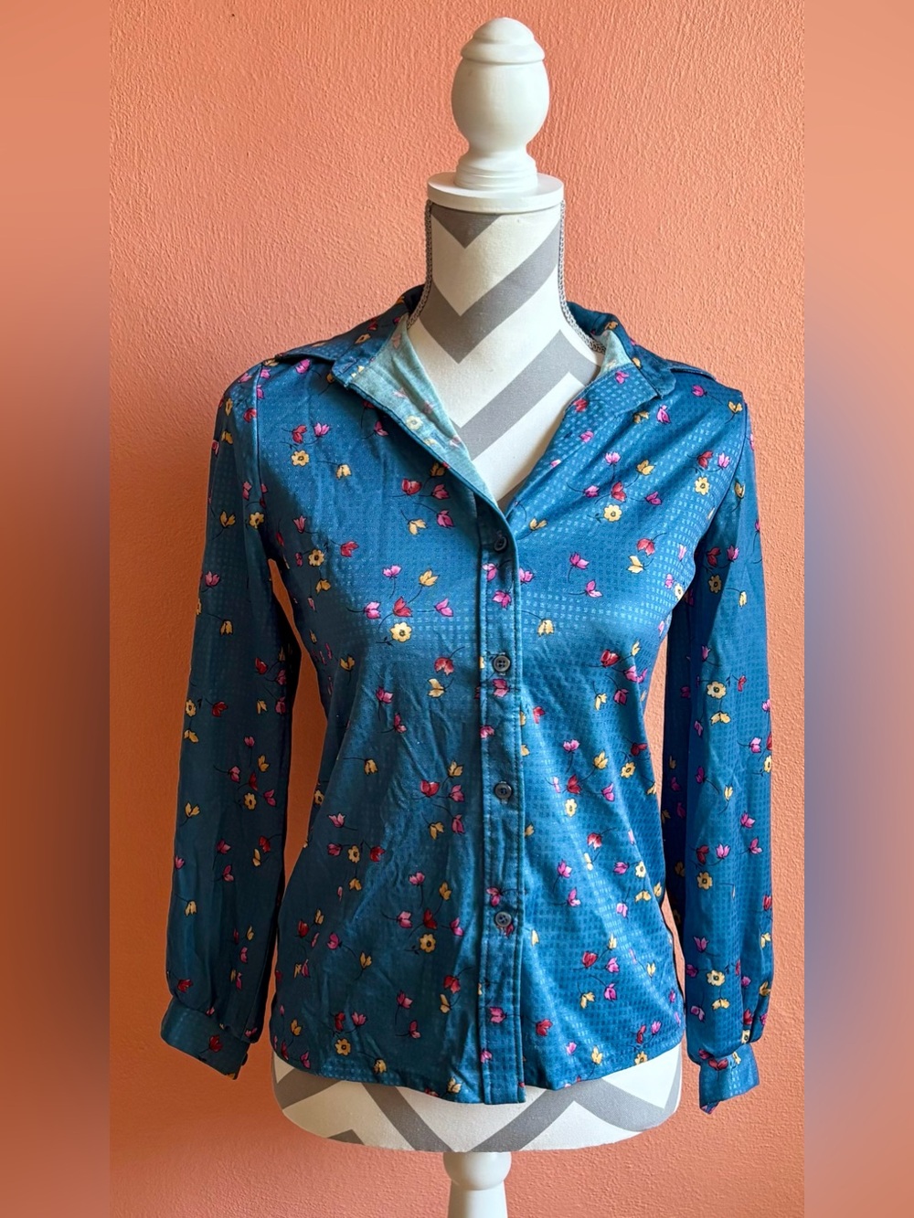 Vintage EccoBay Teal Floral Top
